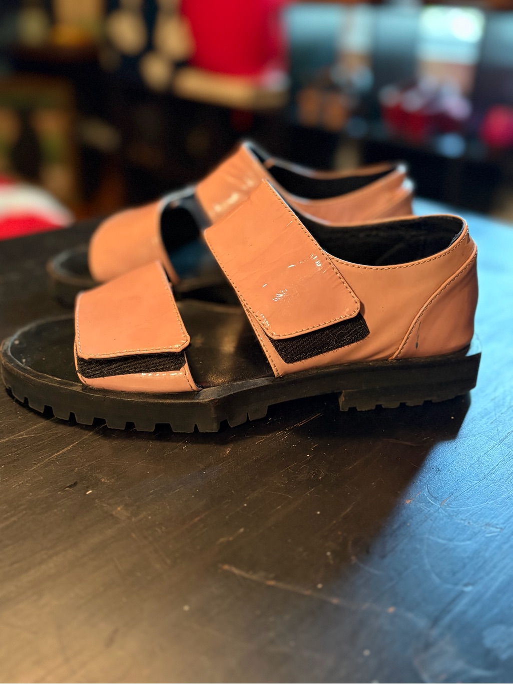 Achilles Ion Gabriel Nude Patent Leather Lug Sole Sz 8